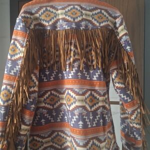 Bohemian Fringe Patterned Teddy Jacket